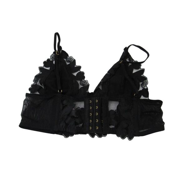 VICTORIA'S SECRET LUXE LINGERIE UNLINED FLORAL EMBROIDERED LONG LINE BRALETTE S - Picture 3 of 4